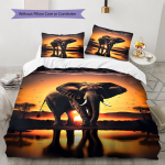 Aafrika elevandi mustriga voodipesu tekkikomplekt Tekikate padjap&uuml;&uuml;r Kodu kaunistus Kingitus (1 * tekikott + 2 * padjap&uuml;&uuml;ri, ilma s&uuml;damikuta) 135x200cm orange