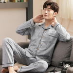 Suures suuruses kunstpuuvillaprintidega meeste pidžaamad Korea Ins Autumn Y2k meeste &ouml;&ouml;riided XL