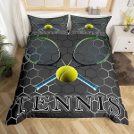 Poiste tennispalli voodipesukomplekt Pallispordi m&auml;ngu teema Tekikate &Uuml;heinimese Kuninganna lastele teismelistele t&auml;iskasvanutele Tennisev&auml;ljaku tekikate EU Single(135*200cm)3pcs