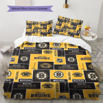 Boston Bruinsi mustriga voodipesu tekkikomplekt Tekikate padjap&uuml;&uuml;r Kodu kaunistus Kingitus (1 * tekikott + 2 * padjap&uuml;&uuml;ri, ilma s&uuml;damikuta) 135x200cm