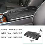 For Mercedes Benz E Class W212 CLS W218 Carbon fiber Accessories Center Console Lid Armrest Box Trim Protective Cover Sticker A Type