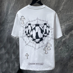 8553 CHROME HEARTS 2026 Suvi Uus K&otilde;rge Kvaliteediga Puuvill &Uuml;mar Kael L&otilde;tv Suur Suurus Meeste ja Naiste T-s&auml;rk Paaride T-s&auml;rk S valge