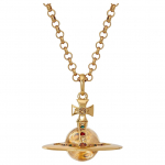 Vivienne Westwood Uus V&auml;ike Orb Suur Saturn L&auml;bipaistev Kera Kaelakee Unisex kaelakee Messing Kuldne 63020096R001R001 Box