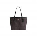 Coach City 33 Logoga Plaadiga Magnetilise Kinnitusega T&otilde;mblukuga K&auml;ekott Naiste tote Must Pruun CV976-IMXAQ Basic Set (Bag+Dust Bag)