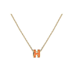 Hermes Mini Pop H Klassikaline Moodne Ripatsiga Kaelakee Naiste kaelakee Oranž Kuld H147992F-02 Basic Packaging-Box+Dust Bag or Padding Board