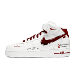 Nike Air Force 1 Good Luck With Red Hooves Slip Resistant Mid top Skateboard Shoes Men's White Red CW2289-111(Team1868- 42.5 white