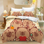 Armas Kapibaara Tekikott &Uuml;heinimese, Kawaii Loom Naljakas Elusloodus N&auml;riline Roheline Pruun Magamistoa Kaunistus Tekikott Komplekt Lastele 135x200cm