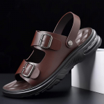 Pehme tallaga nahast sandaalid Meeste mugavad kahekordse kasutusega sussid Suvised sandaalid Trendikad Meeste hingavad nahast disainer-sandaalid 38 pruun
