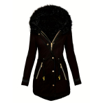 Moodne Jakk Parka Naised Sametine Parka Mantel Paks Soe Talv L must