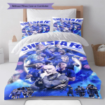 Chelsea FC jalgpallimustriga voodipesu komplekt Tekikott Padjap&uuml;&uuml;r Kodu kaunistus S&uuml;nnip&auml;evakingitus (1 * tekikott + 2 * padjap&uuml;&uuml;ri, ilma s&uuml;damikuta) 135x200cm blue