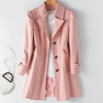 Kevadine S&uuml;gisene TRENCHCOAT Naistele  Korea &Uuml;he n&ouml;&ouml;pidega Keskmise pikkusega Naiste  &Uuml;ler&otilde;ivas Khaki Tuulejope S roosa