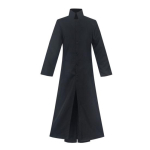 Meeste esituslik tuulejakk Halloweeni cosplay lavaesitluse kost&uuml;&uuml;mide statiivi krae, vintage stiilis kahekihiline trent&scaron;mantel m&auml;ngurekvisiit M black