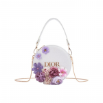 DIOR [Kohandatud kosmeetikakott] L&otilde;uend Kerge T&uuml;ll Lillekobar Lilleplaaster Kohtinguks T&ouml;&ouml;le S&otilde;itmiseks &Uuml;mmargune Kook &Uuml;mmargune Kott Ilu Hoiukarp Valge valge
