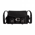 COACH Western Tabby 26 Logo Klapp Reguleeritav Rihm Teraline Nahk &Otilde;la Crossbody Keskmine Naiste Must must