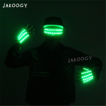 LED-helendavad kindad fluorestseeruva show, loomingulise isiksuse, Halloweeni, j&otilde;ulude, lava, DJ-laulja, esinemise, isiksuse jaoks Set of Green One pair of gloves green