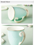Elegantsed teetassid Briti puhastatud keraamilised tassid Bone China Blue Stripes Kohvitass Kuldne muster Mood Unikaalne disain Pokaal 301-400ml