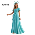 Laste Vabadussamba riietus t&auml;iskasvanutele, Halloweeni Rooma naise mugav pikk kandmisriietus, 4. juuli patriootiline cosplay aksessuaar 130cm blue