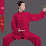 Puuvilla-siidist Tai Chi &uuml;likond naistele ja meestele - Kevad/Suvi V&otilde;itluskunstide esinemiskleit XXL (160-190 pounds) roosa punane v&auml;rv