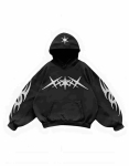 Piiri&uuml;lene pestud kapuutsiga kampsun pullover hoodie kevad ja s&uuml;gis high street meeste ja naiste sama kampsun mitmek&uuml;lgne pealmine osa XXXL black