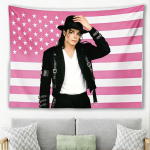 Michael J-Jackson Roosa Ameerika Lipp Seinava Popstaari Portree Seinale Riputatav F&auml;nni Magamistoa Dekoor Kingitus 130X150CM