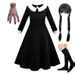 Vinagte gooti must kleit t&uuml;drukutele rollim&auml;ngu kost&uuml;&uuml;m v&auml;ikelaste Halloweeni cosplay riided 9-10T black