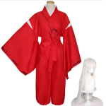 Anime Inuyasha Higurashi Kagome Kikyo Cosplay Kost&uuml;&uuml;m Kimonod Pruudi Kingad Komplektid Halloween Naistele Meestele XL red