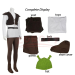 Koletis Shrek cosplay kost&uuml;&uuml;m Shrek cosplay Halloweeni Shrek Cosplay Kost&uuml;&uuml;mid Roheline M&uuml;ts Shrek S&auml;rk Nahkvest P&uuml;ksid Meestele XXXL white
