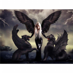 Teemanttikandid Inglideemon Draakonid Teemantt&auml;ppide muster 5D DIY &uuml;mmargused maalid 20X30CM