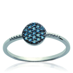 Bague Argent 'D&eacute;esse' bleu argent&eacute; (rhodi&eacute;) - 7 mm 56 sinine
