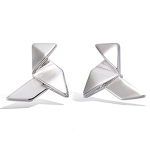 Les Tr&eacute;sors De Lily [P1229] - Boucles argent 'Origami' argent&eacute; (cocotte traditionnelle) - 10 mm (rhodi&eacute;) h&otilde;be