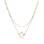 Les Tr&eacute;sors De Lily [Q0937] &ndash; disainitud terasest kaelakee 'Une Etoile est N&eacute;e' roosa kuld (2 rida) &ndash; 18 mm t&auml;ht Heleroosa