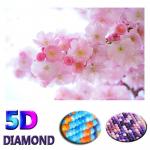 5D teemantmaal, kirsi&otilde;ied, DIY teemanttikandid lille ristpistes 20X30CM