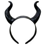 Halloween Witch Black Long Ox Horn peapael Evil Queen Cosplay Glitter Hair Hoop