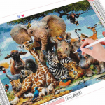 5D DIY Teemantmaali Loomade Kaelkirjak T&auml;isruudu/&Uuml;mar teemanttikandid Elevandi Mosaiik Lastetoa sisustus Full Round (20X30CM)