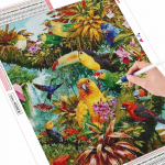 Teemantmaal T&auml;is &uuml;mmargune ruudukujuline loom, lind, kivid Teemanttikandid, papagoi mosaiikkaunistus Full Round 20X30CM