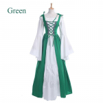 S~5XL suur naiste retro-cosplay-kleit Keskaegne renessansiaegne retrokleit kandilise kraega komplektis v&ouml;&ouml;kohaga Halloweeni pidu XXXL roheline