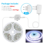 LED kapialune valgus LED-riba 5050 LED-lamp juhtmevaba PIR-liikumisanduriga DC 12V k&ouml;&ouml;gitrepp riidekapp voodi k&uuml;lgvalgusti EU pistikuga 1M-EU