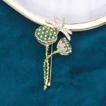 Blucome Lotus Flower koos Dragonfly prossidega naistele Uue disainiga kullav&auml;rvi pulmaehete banketin&otilde;elad roheline