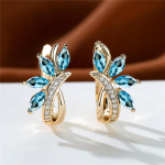 &Otilde;rn roheline kivi Marquise Flower Hoop k&otilde;rvar&otilde;ngad naistele Luksuslikud kullav&auml;rvi pulmak&otilde;rvar&otilde;ngad ehted