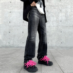 Meeste &uuml;lisuured 5XL Y2K mustad teksap&uuml;ksid, sirged p&uuml;ksid, vabaaja p&uuml;ksid, meeste korea hip-hop t&auml;navar&otilde;ivad, vintage laia jalaga kottis teksad meestele S must