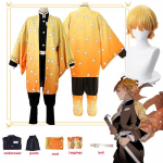Anime Demon Slayer Kimetsu no Yaiba Agatsuma Zenitsu Cosplay Kost&uuml;&uuml;m Naiste Kimono Vormiriietus Halloweeni j&otilde;ulupeo riided 150cm