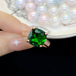 Bella Box ruudukujuline isikup&auml;rastatud geomeetriaga s&otilde;rmus naistele, tsirkoonist kihluspeole peen, uhke ehe kingitus Adjustable Opening roheline