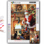 Teemanttikandid j&otilde;ulupuu J&otilde;uluvana lumememm 5D DIY Teemantmaal Ristpistes Rhinestone Full Round 20X30CM