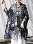 Johnature Naiste Vintage mustriga lillelised s&auml;rgid Topid S&uuml;gises nahkhiirte varrukatega Lahtised pluusid Seistataskud Naiste s&auml;rgid One Size must