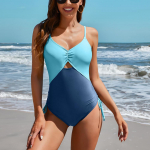 Charmleaks Color Block naiste &uuml;hes t&uuml;kis ujumistrikood Seksikad Monokini Ruched Push Up supelkost&uuml;&uuml;mid S sinine