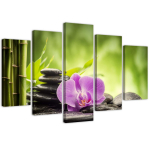 Viieosalise pildiga l&otilde;uendiprint Orchid Zen Stones 100x70 roheline