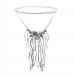 Sagit - Octopus kokteiliklaasist l&auml;bipaistev meduus, viski klaasimahl, veini&scaron;ampanja One Size