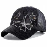 Bling Bling Sequins Butterfly Pesapallim&uuml;ts naistele T&uuml;drukutele Suvine hingav Snapback M&uuml;tsid P&auml;ikesevari Visiirid P&auml;ikesek&uuml;bar UV-kaitse M&uuml;tsid must