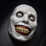 Halloweeni eksortsisti naeratusmask Valgete silmadega deemoni mask Horror Cosplay kost&uuml;&uuml;m Halloweeni peo propO