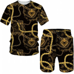 Suvine luksuskettide seeria 3D-prindiga s&auml;rgid/l&uuml;hikesed p&uuml;ksid/&uuml;likond Meeste naiste t&auml;navar&otilde;ivad Hawaii stiilis vabaaja 2-osaline dressikomplekt S